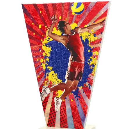 VL2-D/VOL Trofeum szklane na podstawie marmurowej - siatkówka h-15 cm, grub. 1 cm