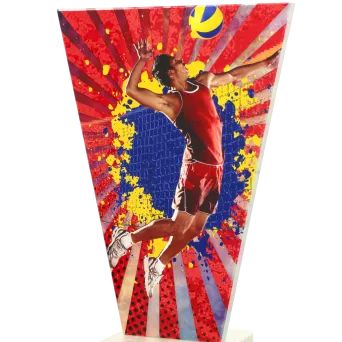 VL2-D/VOL Trofeum szklane na podstawie marmurowej - siatkówka h-15 cm, grub. 1 cm