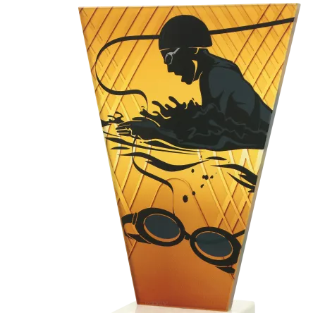 VL1-D/SWI Trofeum szklane na podstawie marmurowej - pływanie h-15 cm, grub. 1 cm