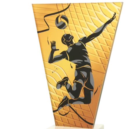 VL1-D/VOL Trofeum szklane na podstawie marmurowej - siatkówka h-15 cm, grub. 1 cm