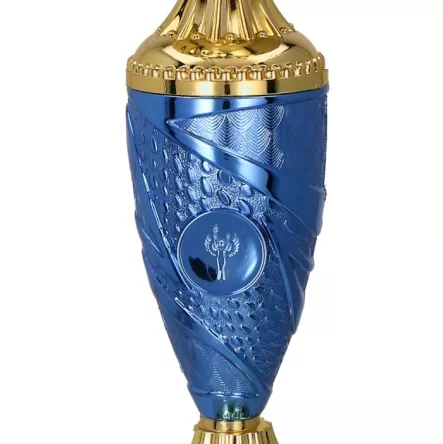 9058D Puchar metalowy złoto-niebieski H- 25cm, R- 100mm