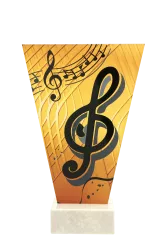 VL1-D/MUS Trofeum szklane na podstawie marmurowej - muzyka h-15 cm, grub. 1 cm