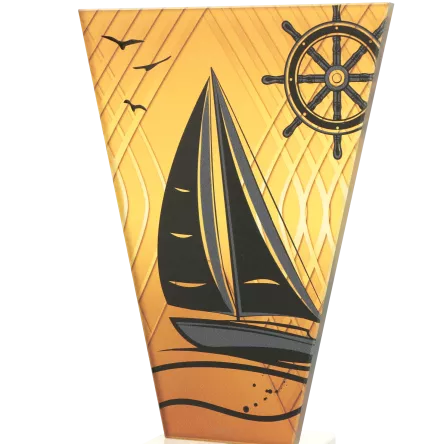 VL1-C/SAI Trofeum szklane na podstawie marmurowej - żeglarstwo h-17,5 cm, grub. 1 cm