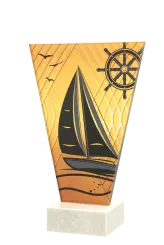 VL1-C/SAI Trofeum szklane na podstawie marmurowej - żeglarstwo h-17,5 cm, grub. 1 cm