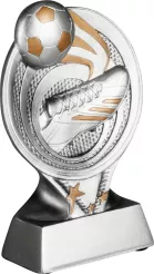 RS2201 figurka odlewana złoto-srebrna  PIŁKA NOŻNA h-15,5 cm