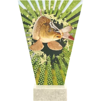 VL2-A/FIS2 Trofeum szklane na podstawie marmurowej -wędkarstwo h-22,5 cm, grub. 1 cm
