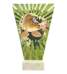 VL2-A/FIS2 Trofeum szklane na podstawie marmurowej -wędkarstwo h-22,5 cm, grub. 1 cm