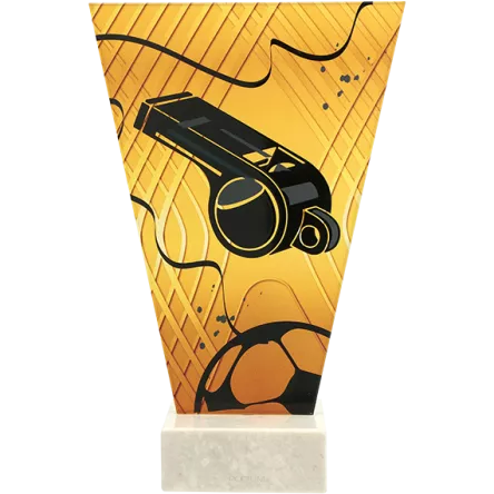 VL1-D/SOC7 Trofeum szklane na podstawie marmurowej - piłka nożna h-15 cm, grub. 1 cm
