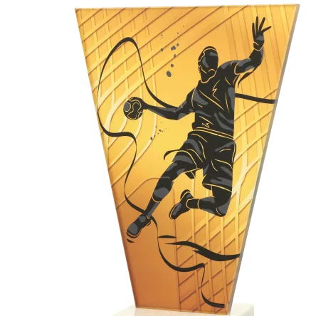 VL1-A/HAN Trofeum szklane na podstawie marmurowej - piłka ręczna h-22,5 cm, grub. 1 cm