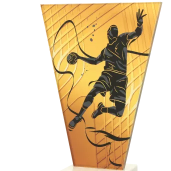 VL1-A/HAN Trofeum szklane na podstawie marmurowej - piłka ręczna h-22,5 cm, grub. 1 cm