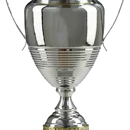 1072B Puchar metalowy srebrno-złoty h-65cm d-18cm