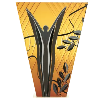 VL1-D/VIC Trofeum szklane na podstawie marmurowej - wiktoria h-15 cm, grub. 1 cm