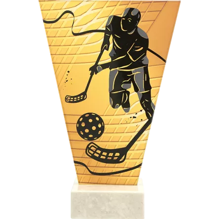 VL1-A/UNI Trofeum szklane na podstawie marmurowej - unihokej h-22,5 cm, grub. 1 cm