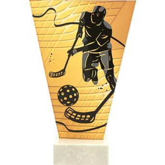 VL1-A/UNI Trofeum szklane na podstawie marmurowej - unihokej h-22,5 cm, grub. 1 cm