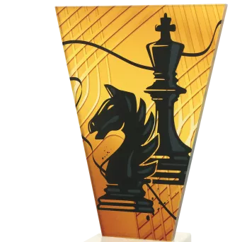 VL1-B/CHE Trofeum szklane na podstawie marmurowej - szachy h-20,5 cm, grub. 1 cm