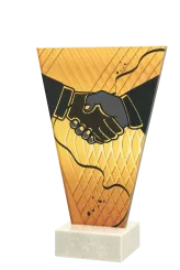 VL1-C/HUG Trofeum szklane na podstawie marmurowej - uścisk h-17,5 cm, grub. 1 cm