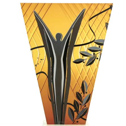 VL1-C/VIC Trofeum szklane na podstawie marmurowej - wiktoria h-17,5 cm, grub. 1 cm