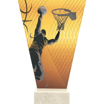 VL1-C/BAS Trofeum szklane na podstawie marmurowej - koszykówka h-17,5 cm, grub. 1 cm