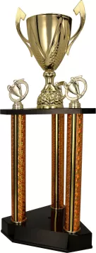 3131C Puchar metalowy piętrowy złoty h-70 cm, d-14 cm
