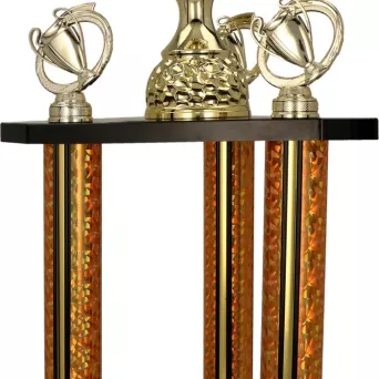 3131C Puchar metalowy piętrowy złoty h-70 cm, d-14 cm