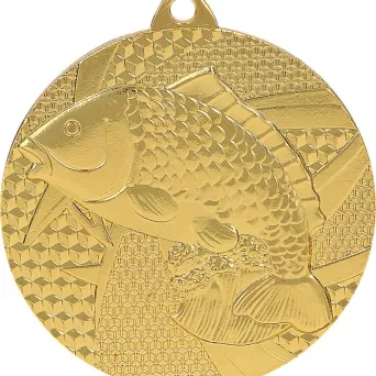 MMC7950/G Medal złoty- wędkarstwo - ryba - medal stalowy R- 50 mm, T- 2 mm