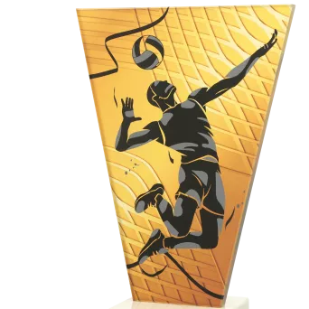 VL1-B/VOL Trofeum szklane na podstawie marmurowej - siatkówka h-20,5 cm, grub. 1 cm