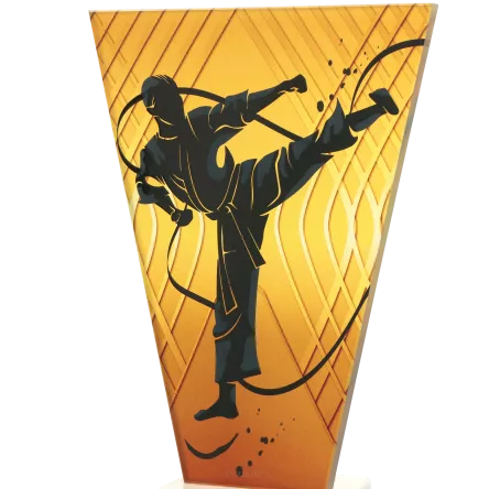 VL1-C/KAR Trofeum szklane na podstawie marmurowej - karate h-17,5 cm, grub. 1 cm