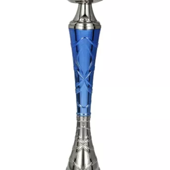 9218F Puchar metalowy srebrno-niebieski h-29 cm, d-10cm