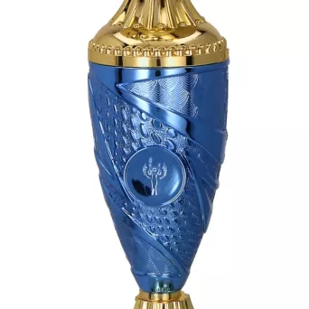9058B Puchar metalowy złoto-niebieski H- 29cm, R- 120mm