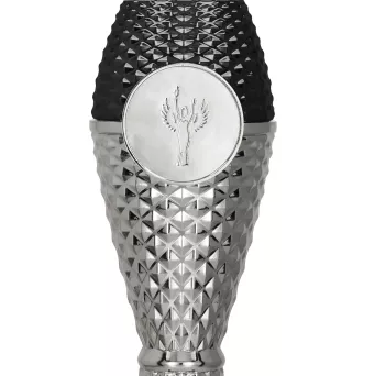 8347D Puchar srebrno-czarny h-24 cm, d-10 cm