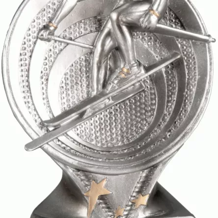 RS2001 figurka odlewana złoto-srebrna  NARCIARSTWO h-15,5 cm