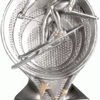 RS2001 figurka odlewana złoto-srebrna  NARCIARSTWO h-15,5 cm