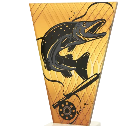 VL1-A/FIS3 Trofeum szklane na podstawie marmurowej - wędkarstwo h-22,5 cm, grub. 1 cm