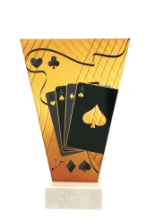 VL1-D/CAR Trofeum szklane na podstawie marmurowej - karty h-15 cm, grub. 1 cm