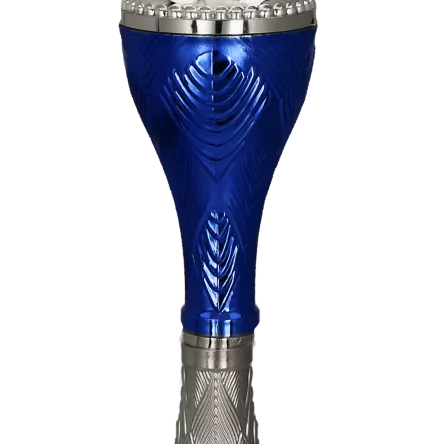 9267E Puchar metalowy srebrno-niebieski h-25,5cm, d-10cm
