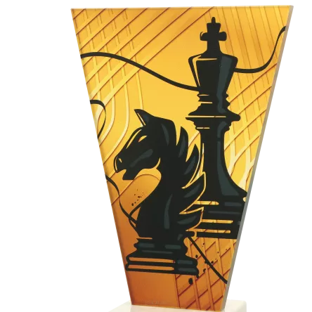 VL1-A/CHE Trofeum szklane na podstawie marmurowej - szachy h-22,5 cm, grub. 1 cm