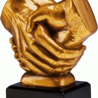 RFST2089/G figurka odlewana złota  UŚCISK DŁONI h-17 cm