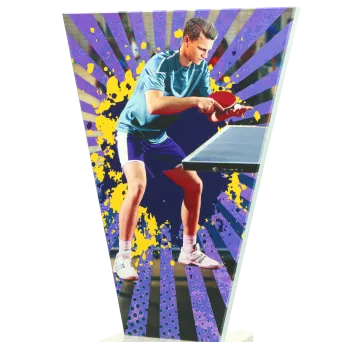 VL2-D/TAB Trofeum szklane na podstawie marmurowej - tenis stołowy h-15 cm, grub. 1 cm