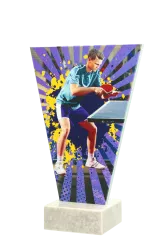 VL2-D/TAB Trofeum szklane na podstawie marmurowej - tenis stołowy h-15 cm, grub. 1 cm
