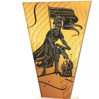 VL1-D/FIR Trofeum szklane na podstawie marmurowej - strażactwo h-15 cm, grub. 1 cm