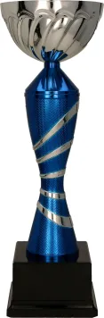 7223A Puchar metalowy srebrno-niebieski h-46,5 cm, d-16cm
