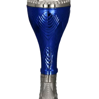 9267B Puchar metalowy srebrno-niebieski h-31,5cm, d-12cm