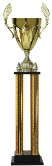1075C Puchar metalowy złoty h-61cm d-14cm