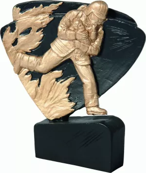 RFEL5023/BK/G figurka odlewana złoto-czarna  STRAŻACTWO h-11 cm