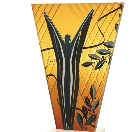 VL1-A/VIC Trofeum szklane na podstawie marmurowej - wiktoria h-22,5 cm, grub. 1 cm