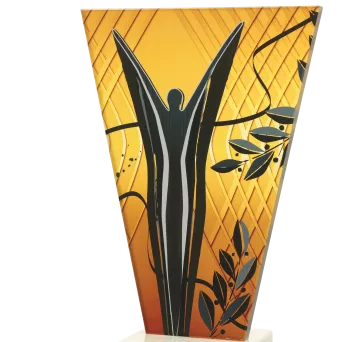 VL1-A/VIC Trofeum szklane na podstawie marmurowej - wiktoria h-22,5 cm, grub. 1 cm