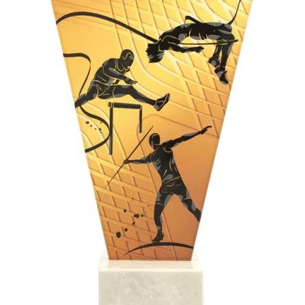 VL1-C/ATH Trofeum szklane na podstawie marmurowej - lekkoatletyka h-17,5 cm, grub. 1 cm