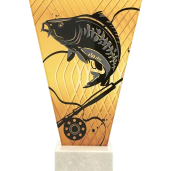 VL1-B/FIS2 Trofeum szklane na podstawie marmurowej -wędkarstwo h-20,5 cm, grub. 1 cm
