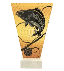 VL1-B/FIS2 Trofeum szklane na podstawie marmurowej -wędkarstwo h-20,5 cm, grub. 1 cm