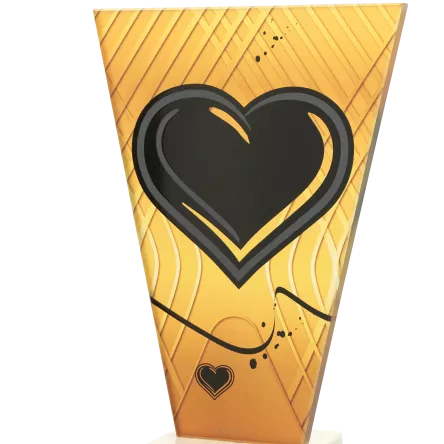 VL1-A/HEA Trofeum szklane na podstawie marmurowej - serce h-22,5 cm, grub. 1 cm